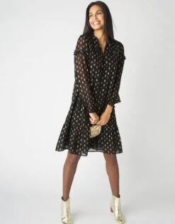 Robe En Voile Imprimé Doré -Femmes Vêtements Magasin 501110 C01 zoomx vue3