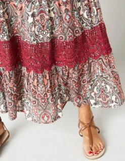 Robe Longue Imprimée Manches 3/4 Fendues, Crépon -Femmes Vêtements Magasin 501159 C00 zoomx vue7