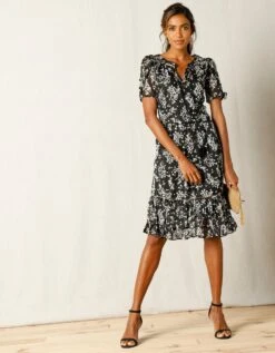 Robe Imprimé Floral, Voile Jacquard -Femmes Vêtements Magasin 501195 C00 zoomx vue4