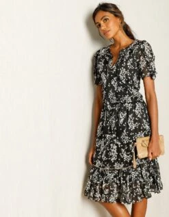 Robe Imprimé Floral, Voile Jacquard -Femmes Vêtements Magasin 501195 C00 zoomx vue6