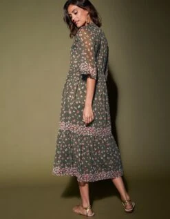 Robe Volantée Imprimée Manches Coudes -Femmes Vêtements Magasin 501304 C00 zoomx vue2