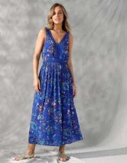 Robe Longue Col V à Bretelles Et Détails Macramé -Femmes Vêtements Magasin 501313 C00 zoomx vue4