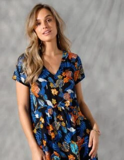 Robe Ample En Viscose Imprimée Manches Courtes -Femmes Vêtements Magasin 501327 C00 zoomx vue4