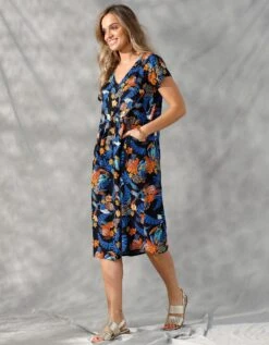 Robe Ample En Viscose Imprimée Manches Courtes -Femmes Vêtements Magasin 501327 C00 zoomx vue5