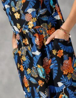 Robe Ample En Viscose Imprimée Manches Courtes -Femmes Vêtements Magasin 501327 C00 zoomx vue7