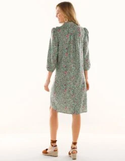 Robe Chemisier Boutonnée Volantée Imprimée, Toile -Femmes Vêtements Magasin 501421 C00 zoomx vue2