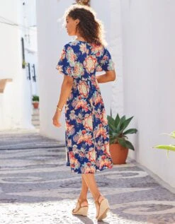 Robe Longue Imprimée Manches "papillon" -Femmes Vêtements Magasin 501445 C01 zoomx vue5