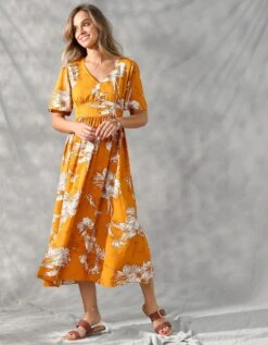 Robe Longue Imprimée, Manches évasées