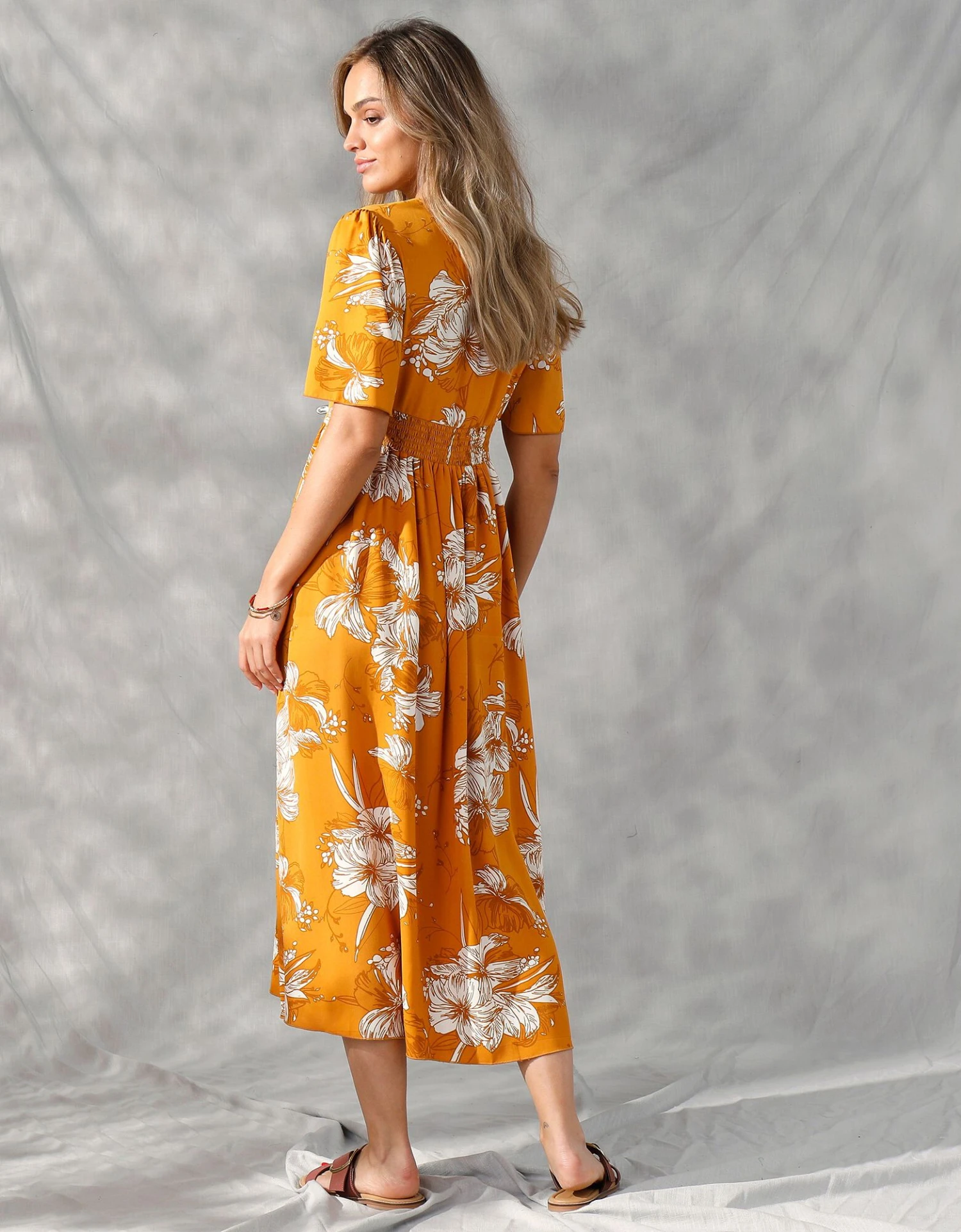 Robe Longue Imprimée, Manches évasées 4 Robe Longue Imprimée, Manches évasées – Image 2