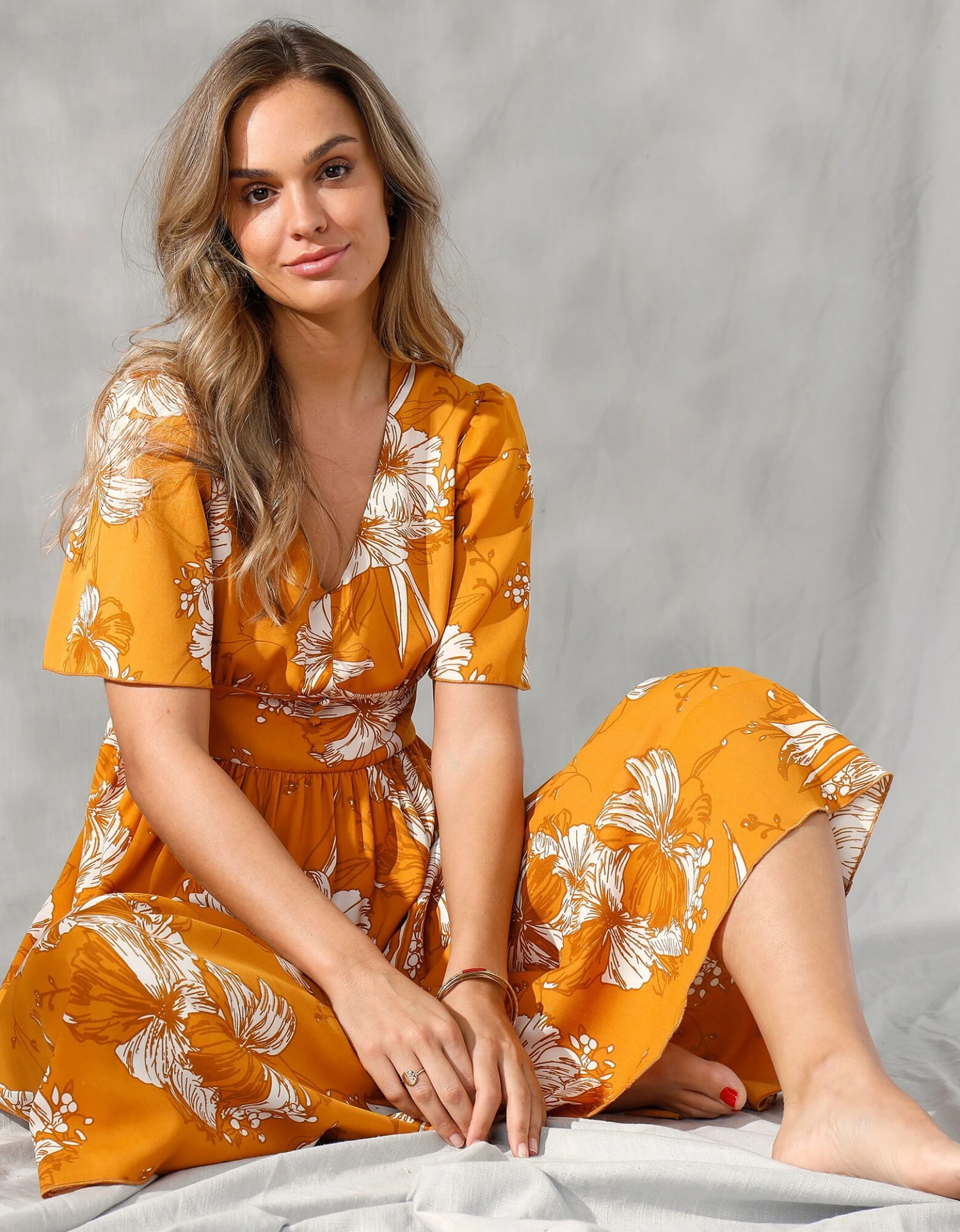 Robe Longue Imprimée, Manches évasées 5 Robe Longue Imprimée, Manches évasées – Image 3