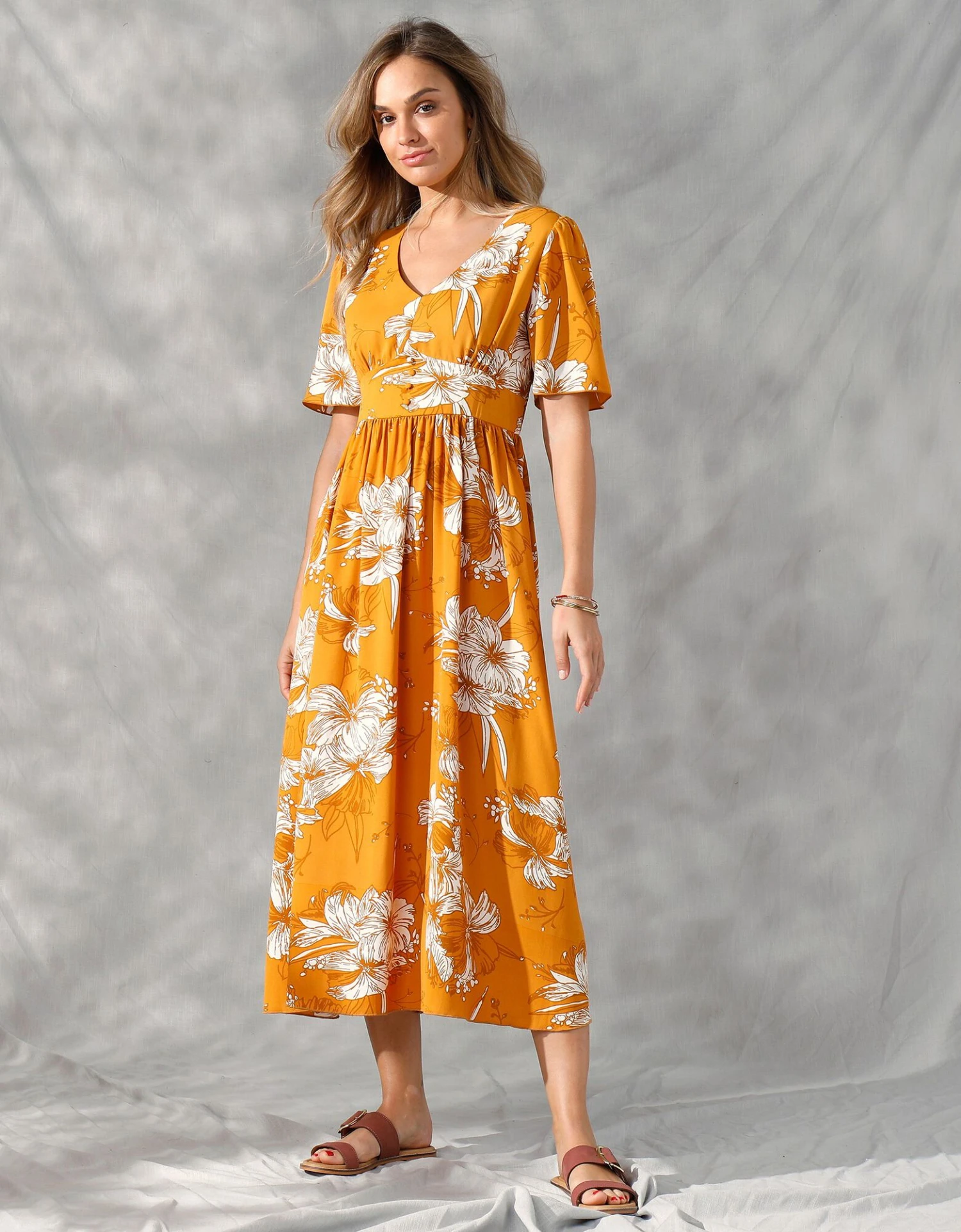 Robe Longue Imprimée, Manches évasées 7 Robe Longue Imprimée, Manches évasées – Image 5