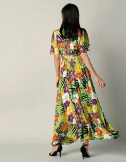 Robe Longue évasée Imprimée, Grandes Fleurs -Femmes Vêtements Magasin 501453 C01 zoomx vue6