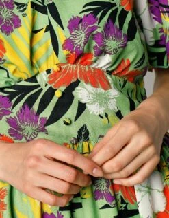 Robe Longue évasée Imprimée, Grandes Fleurs -Femmes Vêtements Magasin 501453 C01 zoomx vue7