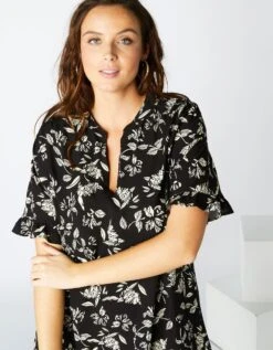 Robe Housse Volantée Imprimée, Toile -Femmes Vêtements Magasin 501460 C01 zoomx vue5