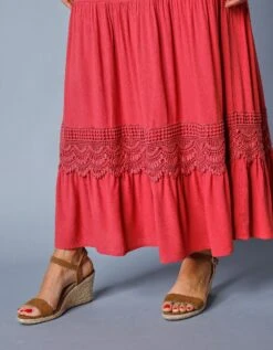 Robe Longue Unie Manches 3/4 Fendues, Crépon -Femmes Vêtements Magasin 501477 C02 zoomx vue4