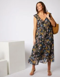 Robe Longue Voile Imprimé Fleuri -Femmes Vêtements Magasin 501479 C01 zoomx vue3