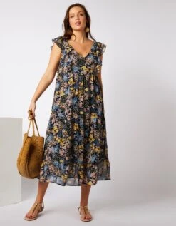 Robe Longue Voile Imprimé Fleuri -Femmes Vêtements Magasin 501479 C01 zoomx vue5