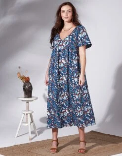 Robe Longue Imprimée Manches Courtes Papillon -Femmes Vêtements Magasin 501481 C00 zoomx vue4