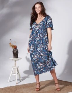 Robe Longue Imprimée Manches Courtes Papillon -Femmes Vêtements Magasin 501481 C00 zoomx vue6