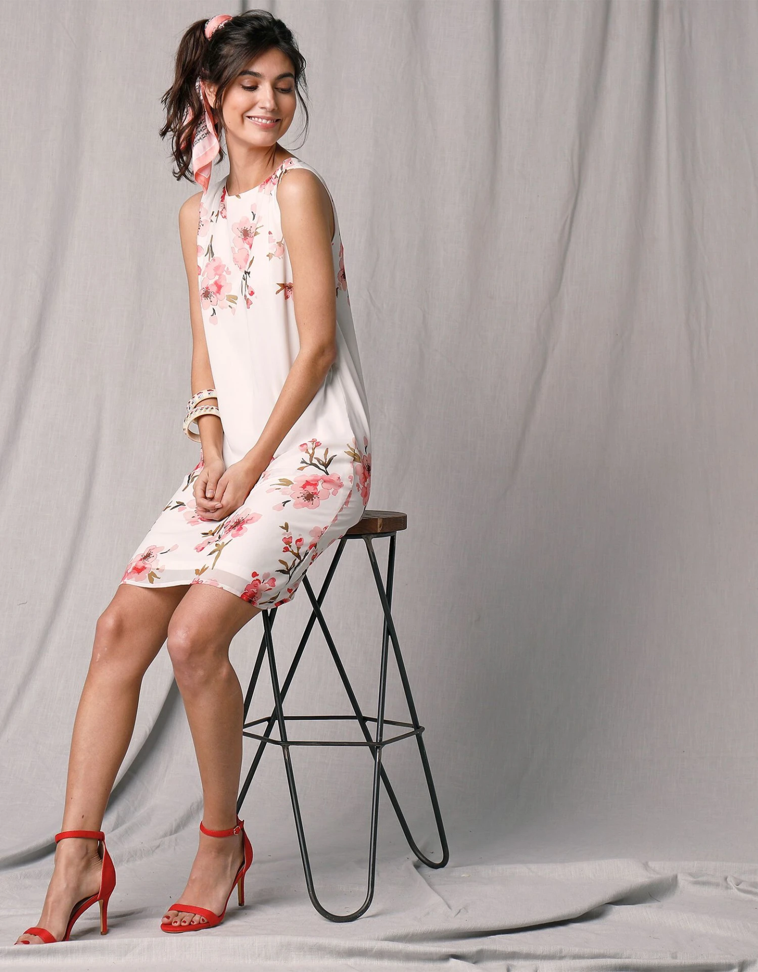 Robe Courte Sans Manches Voile Base Imprimée 3 Robe Courte Sans Manches Voile Base Imprimée