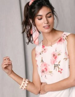 Robe Courte Sans Manches Voile Base Imprimée 12 Robe Courte Sans Manches Voile Base Imprimée -Femmes Vêtements Magasin 501490 C01 zoomx vue4