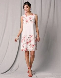 Robe Courte Sans Manches Voile Base Imprimée 13 Robe Courte Sans Manches Voile Base Imprimée -Femmes Vêtements Magasin 501490 C01 zoomx vue5