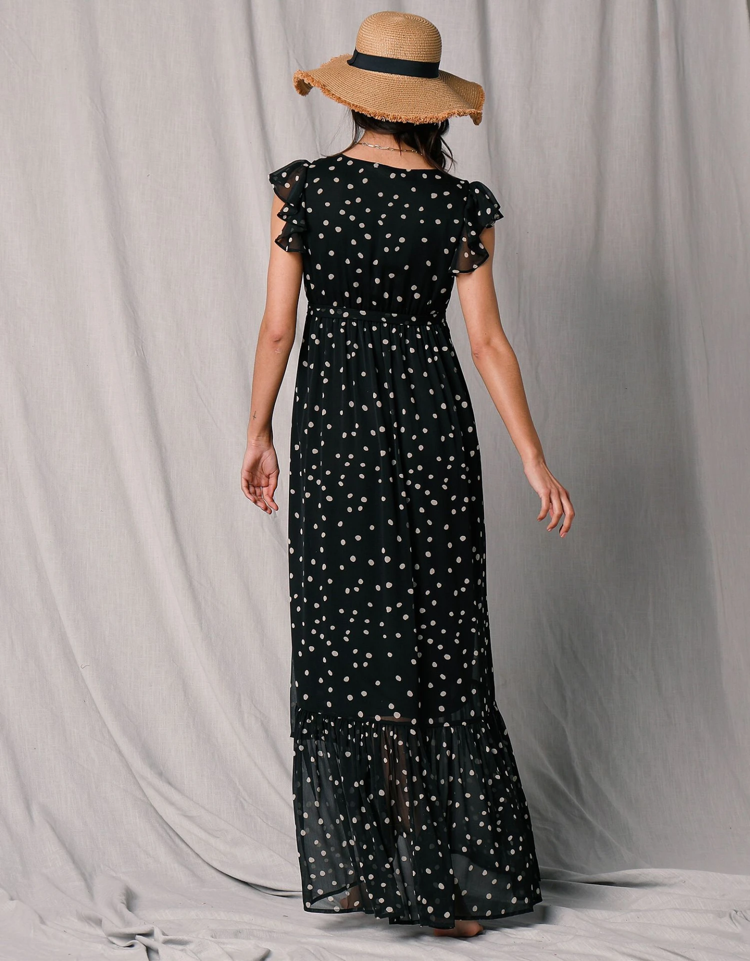 Robe Longue Cache-coeur Sans Manches Voile Imprimé 4 Robe Longue Cache-coeur Sans Manches Voile Imprimé – Image 2