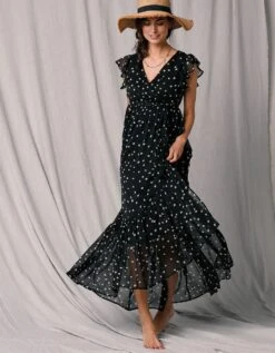 Robe Longue Cache-coeur Sans Manches Voile Imprimé 12 Robe Longue Cache-coeur Sans Manches Voile Imprimé -Femmes Vêtements Magasin 501493 C01 zoomx vue4