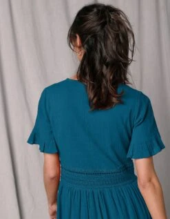 Robe Courte Crépon Et Macramé Manches Courtes Volantées 15 Robe Courte Crépon Et Macramé Manches Courtes Volantées -Femmes Vêtements Magasin 501502 C00 zoomx vue7