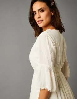 Robe Mi-longue Crépon Léger Manches Volantées -Femmes Vêtements Magasin 501506 C01 zoomx vue6