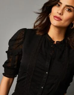 Robe Longue Plumetis Volanté Manches Coude -Femmes Vêtements Magasin 501509 C01 zoomx vue6