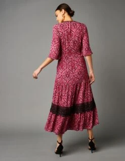 Robe Longue Volantée Manches Coude Imprimée Cachemire -Femmes Vêtements Magasin 501514 C01 zoomx vue2