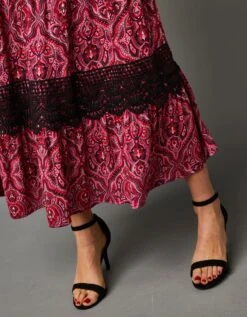 Robe Longue Volantée Manches Coude Imprimée Cachemire -Femmes Vêtements Magasin 501514 C01 zoomx vue7