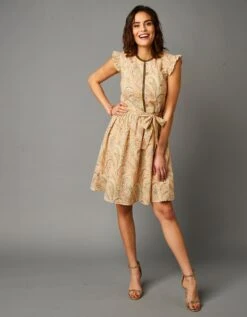 Robe Courte Plumetis Ceinturée Imprimée Cachemire -Femmes Vêtements Magasin 501515 C01 zoomx vue4