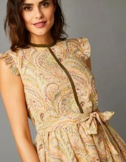 Robe Courte Plumetis Ceinturée Imprimée Cachemire -Femmes Vêtements Magasin 501515 C01 zoomx vue5