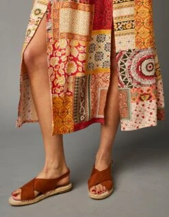 Robe Longue Imprimée Patchwork Fendue -Femmes Vêtements Magasin 501518 C01 zoomx vue7