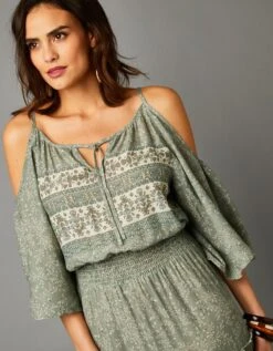 Robe Longue Volantée épaules Dégagées -Femmes Vêtements Magasin 501520 C01 zoomx vue4