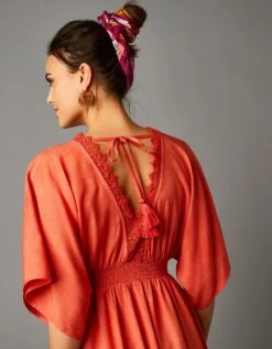 Robe Longue Fluide Décolleté Macramé -Femmes Vêtements Magasin 501522 C01 zoomx vue2