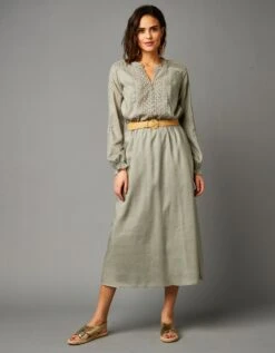 Robe Longue Unie Macramé Et Broderie Anglaise -Femmes Vêtements Magasin 501523 C01 zoomx vue2