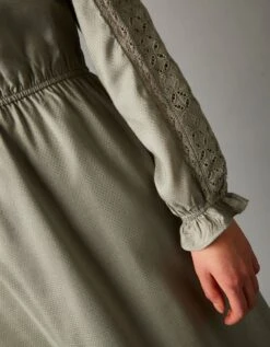 Robe Longue Unie Macramé Et Broderie Anglaise -Femmes Vêtements Magasin 501523 C01 zoomx vue7