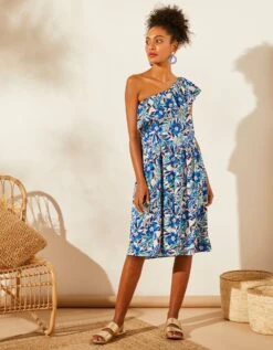 Robe Imprimée, One Shoulder -Femmes Vêtements Magasin 501530 C01 zoomx vue5