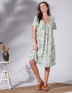 Robe Courte Imprimée Manches Courtes Papillon -Femmes Vêtements Magasin 501536 C00 zoomx vue4