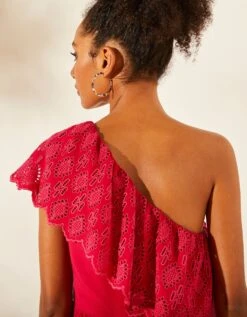 Robe Longue One Shoulder Avec Volant Broderie Anglaise 15 Robe Longue One Shoulder Avec Volant Broderie Anglaise -Femmes Vêtements Magasin 501537 C01 zoomx vue7