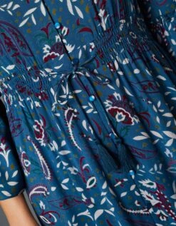 Robe Longue Imprimée Boutonnée Manches 3/4 Pagodes -Femmes Vêtements Magasin 501547 C01 zoomx vue6