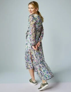 Robe Longue Volantée Asymétrique En Voile Imprimé -Femmes Vêtements Magasin 501584 C01 zoomx vue2