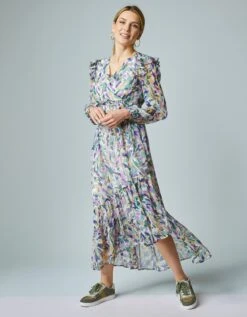 Robe Longue Volantée Asymétrique En Voile Imprimé -Femmes Vêtements Magasin 501584 C01 zoomx vue4