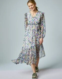 Robe Longue Volantée Asymétrique En Voile Imprimé -Femmes Vêtements Magasin 501584 C01 zoomx vue6