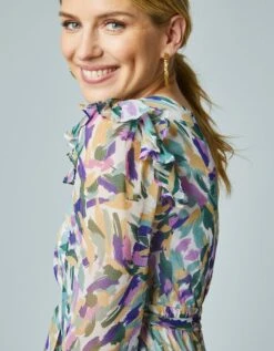 Robe Longue Volantée Asymétrique En Voile Imprimé -Femmes Vêtements Magasin 501584 C01 zoomx vue7