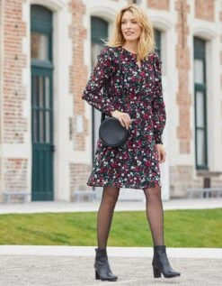 Robe Imprimée Détails Volantés, Voile -Femmes Vêtements Magasin 501598 C01 zoomx vue3