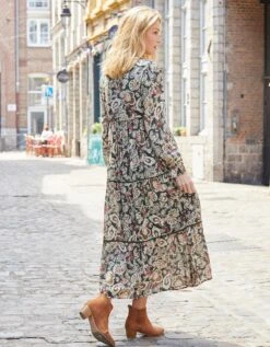 Robe Longue Volantée Imprimée, Crépon -Femmes Vêtements Magasin 501599 C01 zoomx vue5